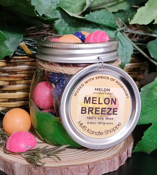 Melon Breeze Wickless Kandle-Mason Jar

6.6oz-187grams Glass Mason Jar

Remember watermelon fruit bowls?? 😉

A jar full of fun and good energy!

This wickless kandle is packed with full of cantaloupe and watermelon balls mixed with a few raspberries. Infused with Sprigs of Rosemary. This kandle is scented with an amazing fragrance oil of Melon Breeze. It just takes you right into a beautiful Spring or Summer Day! The combination of the colors, melon fragrance and rosemary all work together to assist bringi