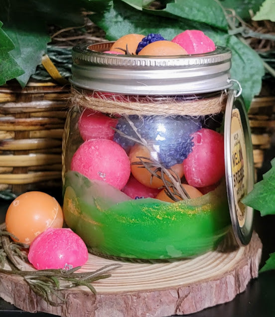 Melon Breeze Wickless Kandle-Mason Jar

6.6oz-187grams Glass Mason Jar

Remember watermelon fruit bowls?? 😉

A jar full of fun and good energy!

This wickless kandle is packed with full of cantaloupe and watermelon balls mixed with a few raspberries. Infused with Sprigs of Rosemary. This kandle is scented with an amazing fragrance oil of Melon Breeze. It just takes you right into a beautiful Spring or Summer Day! The combination of the colors, melon fragrance and rosemary all work together to assist bringi