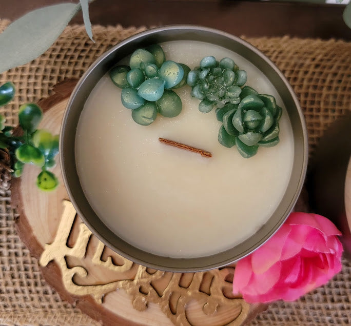 spirit of nature-Spiritual Kandle

5oz ~ 141.7 Metal Tin, Faux woodgrain lid - 100% Soy Wax

This beautiful kandle is a classic white kandle with shimmering green succulents and a crackling wood wick.

This fragrance is infused with mountain top fig, moss covered bark, fresh pine needles, hints of violet and smokey pine. Bring the spirit of nature into your everyday.

Succulents represent enduring, timeless love, and adaptability, reminding us to overcome adversity, maintain inner balance, and find growth e