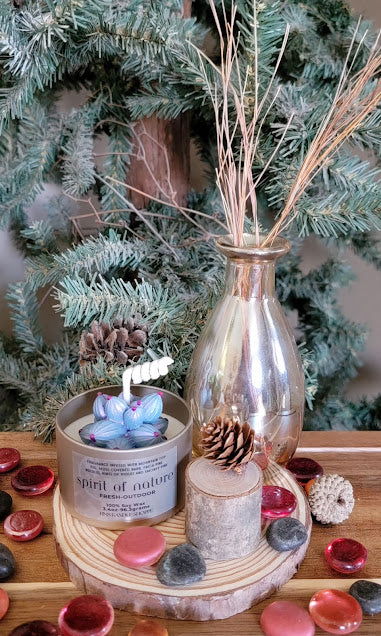 Succulent Kandles-Spiritual

Each Kandle-4oz-113.3grams- Champagne Gold Metal Tin- 100% Soy Wax.

Succulents represent enduring, timeless love, and adaptability, reminding us to overcome adversity, maintain inner balance, and find growth even in challenging environments. These kandle's have beautiful, bright, bold colors with a variety of fragrances.

rain- Hidden Forrest Spiritual Kandle.&nbsp;This beautiful kandle is a classic white kandle with shimmering blue succulents and a crackling wood wick.&nbsp;Th