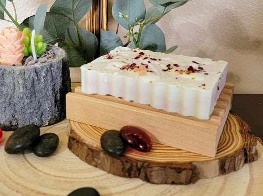 Spiritual Bar Soap- Himalayan Rose


4oz-113.3grams&nbsp;
Goat Milk Melt &amp; Pour Soap Base


Fragrances of Rose Water with a hint of White Tea.&nbsp; A beautiful rose floral with a clean fresh scent. Along with the combination of pink himalayan salt and dried rose pieces creates regeneration of the mind and body. Cleansing your energy while bringing in self love and self-acceptance. All brought together to create balance.&nbsp;




Natural Plant~Based Sisal Soap Saver Pouch-Not Included.

Natural Plant~B