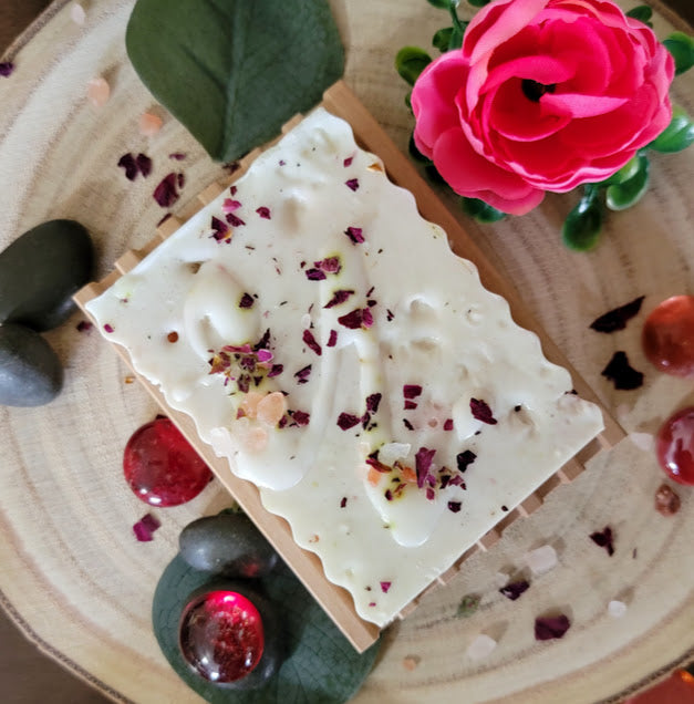 Spiritual Bar Soap- Himalayan Rose


4oz-113.3grams&nbsp;
Goat Milk Melt &amp; Pour Soap Base


Fragrances of Rose Water with a hint of White Tea.&nbsp; A beautiful rose floral with a clean fresh scent. Along with the combination of pink himalayan salt and dried rose pieces creates regeneration of the mind and body. Cleansing your energy while bringing in self love and self-acceptance. All brought together to create balance.&nbsp;




Natural Plant~Based Sisal Soap Saver Pouch-Not Included.

Natural Plant~B