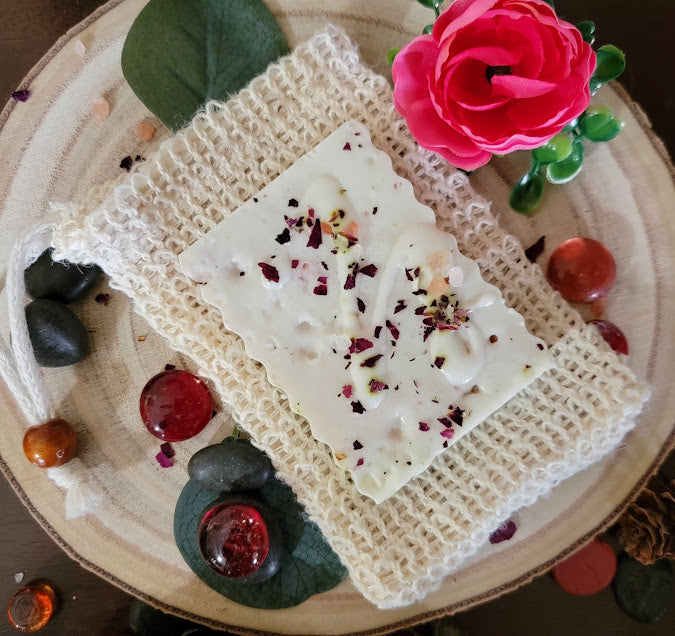 Spiritual Bar Soap- Himalayan Rose


4oz-113.3grams&nbsp;
Goat Milk Melt &amp; Pour Soap Base


Fragrances of Rose Water with a hint of White Tea.&nbsp; A beautiful rose floral with a clean fresh scent. Along with the combination of pink himalayan salt and dried rose pieces creates regeneration of the mind and body. Cleansing your energy while bringing in self love and self-acceptance. All brought together to create balance.&nbsp;




Natural Plant~Based Sisal Soap Saver Pouch-Not Included.

Natural Plant~B