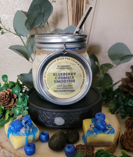 Blueberry Crumble Smoothie Spiritual Wickless Kandle

9oz-255grams 100% Soy Wax Mason Jar

A variety of flavors to choose from! Even though they look delicious... please do not eat😉&nbsp;&nbsp; Each Smoothie is infused with a special blend of herbs paired with the fruit and fragrances.&nbsp;

Infused with Lavender Buds to assist with calming energy.&nbsp;Blueberries offer spiritual benefits focused on&nbsp;protection, renewal, and wisdom,&nbsp;often associated with moon energy and the calming essence of na