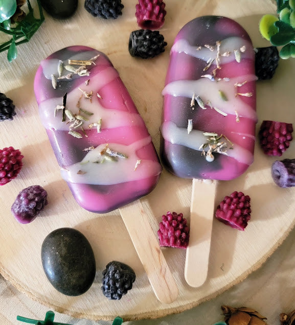 Black Raspberry and Vanilla Swirl Popsicle Wax Melts

2.5oz-70.8grams -2 pk. Spiritual Wax Melts on a popsicle stick.

Fun, good old fashioned Little Kid Fun!! Remember eating popsicles on a hot summer day? 😊

Each popsicle is infused with a special blend of herbs paired with the fruit and fragrances.&nbsp;

Infused with Raspberry and lavender buds.

The combination of black raspberry with a hint of vanilla and lavender buds brings in those fun childlike feelings, while also bringing in the much-needed adu