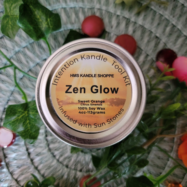 Intention Kandle Tool Kit-Spiritual

4oz-113grams- Glass Mason Jar

100% Soy Wax

A variety of intention candles to assist you with all your needs.&nbsp;

Zen Glow- Sweet Orange Fragrance. Infused with Sun Stone Crystals. Personal Power: It stimulates the Sacral and Solar Plexus chakras, empowering you to step into your true potential and embrace leadership roles. High Vibrational Sun Energy.

Forgiveness- Vanilla Fragrance. Infused with Rose Quartz Crystals. Universal Love &amp; Self-Love, Emotional Healin