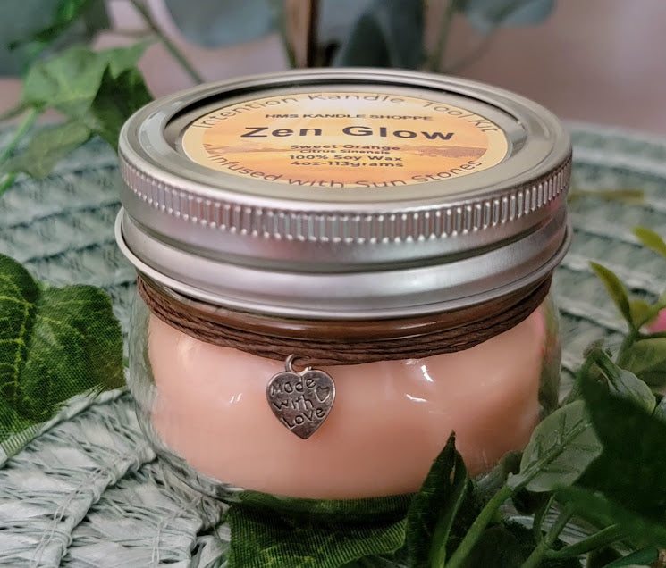 Intention Kandle Tool Kit-Spiritual

4oz-113grams- Glass Mason Jar

100% Soy Wax

A variety of intention candles to assist you with all your needs.&nbsp;

Zen Glow- Sweet Orange Fragrance. Infused with Sun Stone Crystals. Personal Power: It stimulates the Sacral and Solar Plexus chakras, empowering you to step into your true potential and embrace leadership roles. High Vibrational Sun Energy.

Forgiveness- Vanilla Fragrance. Infused with Rose Quartz Crystals. Universal Love &amp; Self-Love, Emotional Healin