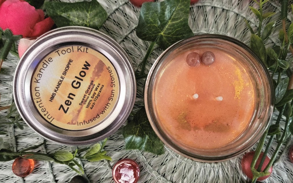 Intention Kandle Tool Kit-Spiritual

4oz-113grams- Glass Mason Jar

100% Soy Wax

A variety of intention candles to assist you with all your needs.&nbsp;

Zen Glow- Sweet Orange Fragrance. Infused with Sun Stone Crystals. Personal Power: It stimulates the Sacral and Solar Plexus chakras, empowering you to step into your true potential and embrace leadership roles. High Vibrational Sun Energy.

Forgiveness- Vanilla Fragrance. Infused with Rose Quartz Crystals. Universal Love &amp; Self-Love, Emotional Healin