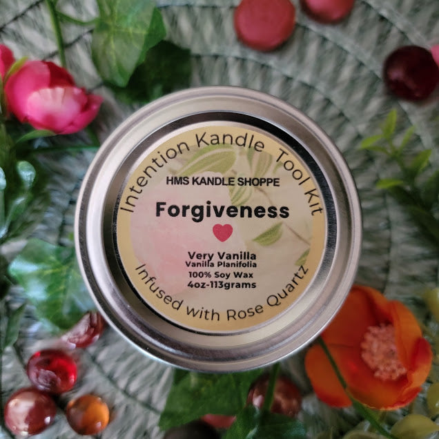 Intention Kandle Tool Kit-Spiritual

4oz-113grams- Glass Mason Jar

100% Soy Wax

A variety of intention candles to assist you with all your needs.&nbsp;

Zen Glow- Sweet Orange Fragrance. Infused with Sun Stone Crystals. Personal Power: It stimulates the Sacral and Solar Plexus chakras, empowering you to step into your true potential and embrace leadership roles. High Vibrational Sun Energy.

Forgiveness- Vanilla Fragrance. Infused with Rose Quartz Crystals. Universal Love &amp; Self-Love, Emotional Healin