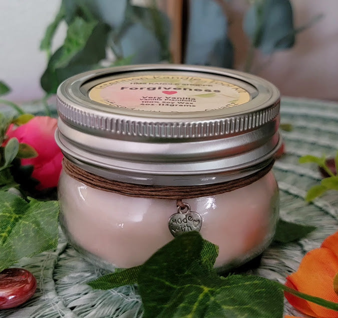 Intention Kandle Tool Kit-Spiritual

4oz-113grams- Glass Mason Jar

100% Soy Wax

A variety of intention candles to assist you with all your needs.&nbsp;

Zen Glow- Sweet Orange Fragrance. Infused with Sun Stone Crystals. Personal Power: It stimulates the Sacral and Solar Plexus chakras, empowering you to step into your true potential and embrace leadership roles. High Vibrational Sun Energy.

Forgiveness- Vanilla Fragrance. Infused with Rose Quartz Crystals. Universal Love &amp; Self-Love, Emotional Healin