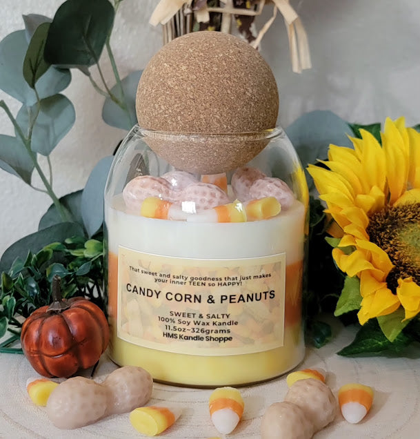 Candy Corn & Peanuts Wickless Kandle

11.5oz~326grams

100% Soy Wax Wickless Kandle

Fragrance- Sweet and Salty

That sweet and salty goodness that just makes your inner TEEN so HAPPY!

This fun wickless kandle brings back all the memories! How delicious the candy corn was... then the salty taste of the peanuts! YUMM!&nbsp; How fun would this be sitting on a candle/mug warmer on your desk. Perfect conversation starter! Candy Corn &amp; Peanuts are wax melt toppers.

This kandle can be used with a candle