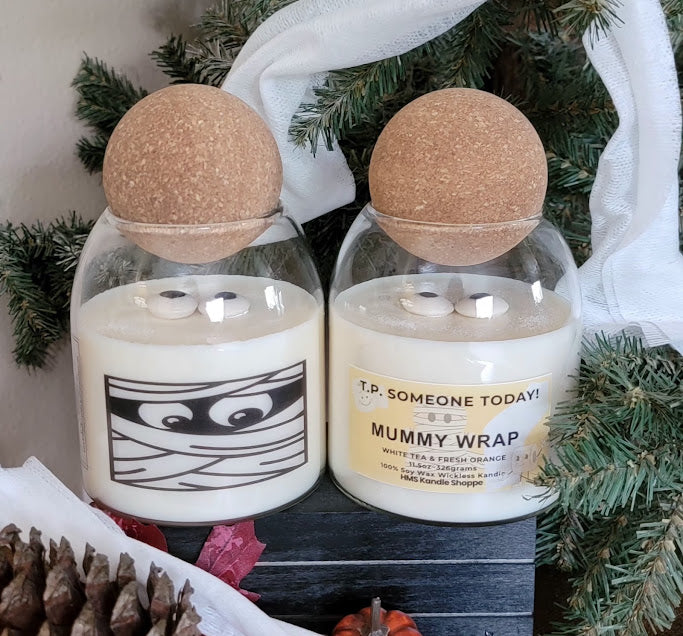 MUMMY WRAP Wickless Kandle

&nbsp;11.5oz~326grams

100% Soy Wax Wickless Kandle

WHITE TEA &amp; FRESH ORANGE FRAGRANCE


T.P. SOMEONE TODAY! 😉 This kandle was created just for Halloween fun! Enjoy.

&nbsp;Beautiful, colorful swirls of shimmery sparkles when melted.

&nbsp;This wickless Kandle can be used with Bottom Candle/Mug warmer or Candle lamps.

Use: Place Wickless Kandle on warmer, Medium-High heat setting. Remove Cork lid while heating.

*WARNING*&nbsp;FOR CANDLE/MUG WARMERS OR CANDLE LAMPS-&nbsp;