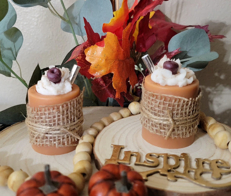 Pumpkin Spice &amp;&nbsp;Everything Nice- Spiritual

2.5oz-70.8grams

100% Soy Wax Melt Drink

Pumpkin Spice Buttercream with a hint of Cranberry and Cinnamon&nbsp; Fragrance

&nbsp;Infused with cinnamon, pumpkin spice and cranberry fragrance.-assist with clearing unwanted energy, prosperity, protection and abundance.

&nbsp;*Remove burlap from wax melt before melting. The Drink can be cut into smaller pieces if you choose. The drink can be cut with a warm knife. Or you can place entire drink in warmer dish