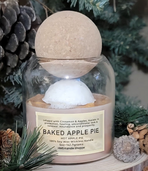 Baked Apple Pie

6oz~170grams

100% Soy Wax Wickless Kandle

Apple Pie Fragrance

Who doesn't love the smell of a baked apple pie?? Delicious dried apple slices inside this fun kandle. Topped with sprinkles of cinnamon and a scoop of vanilla ice cream!

Intentions, Abundance &amp; Prosperity, Healing &amp; Emotional Wellness, Positivity &amp; Removal of unwanted energy, Connection to Nature and the Divine, Transformation and Renewal, Protection.

This wickless Kandle can be used with Bottom Candle/Mug warme